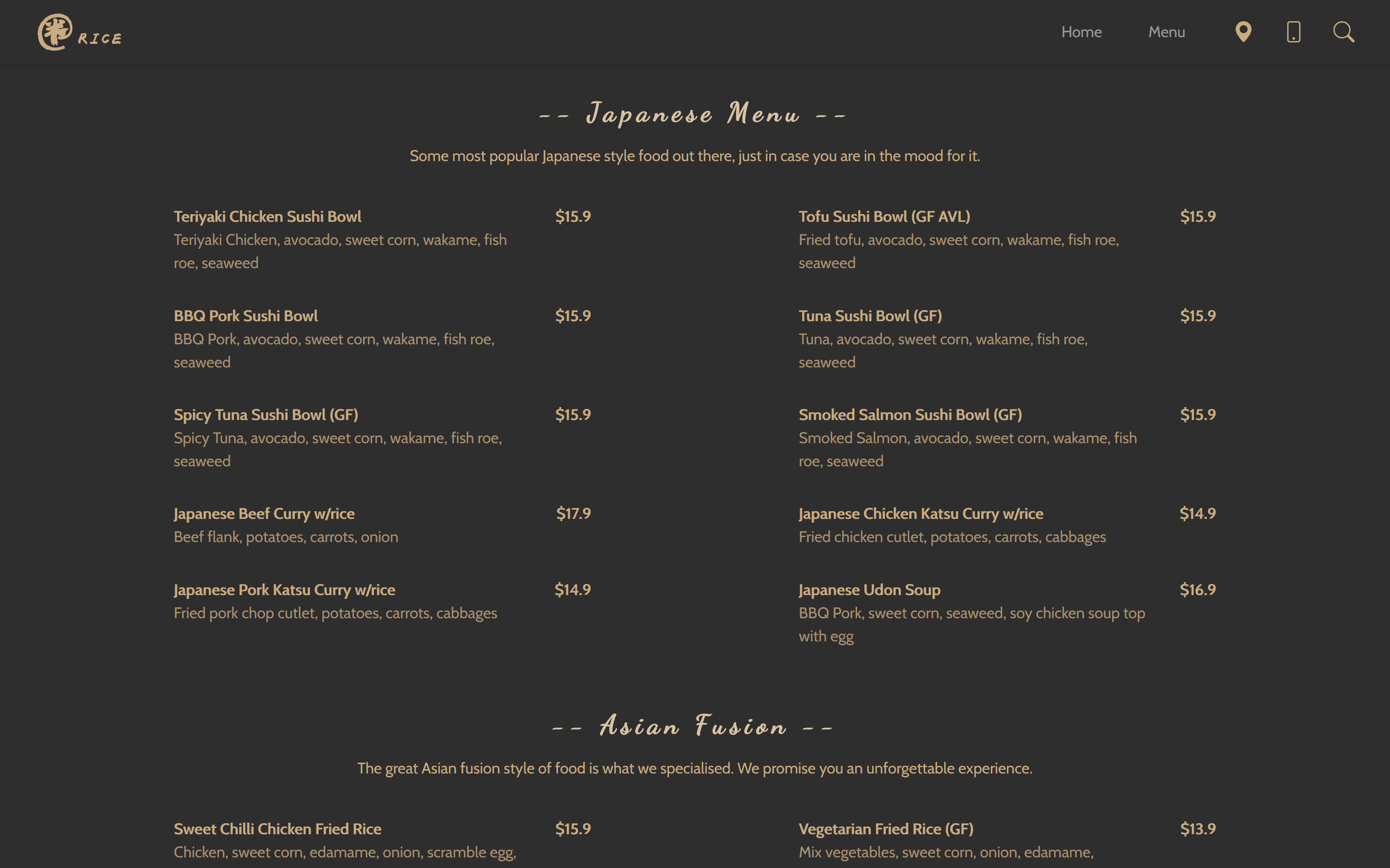 Atrice desktop menu