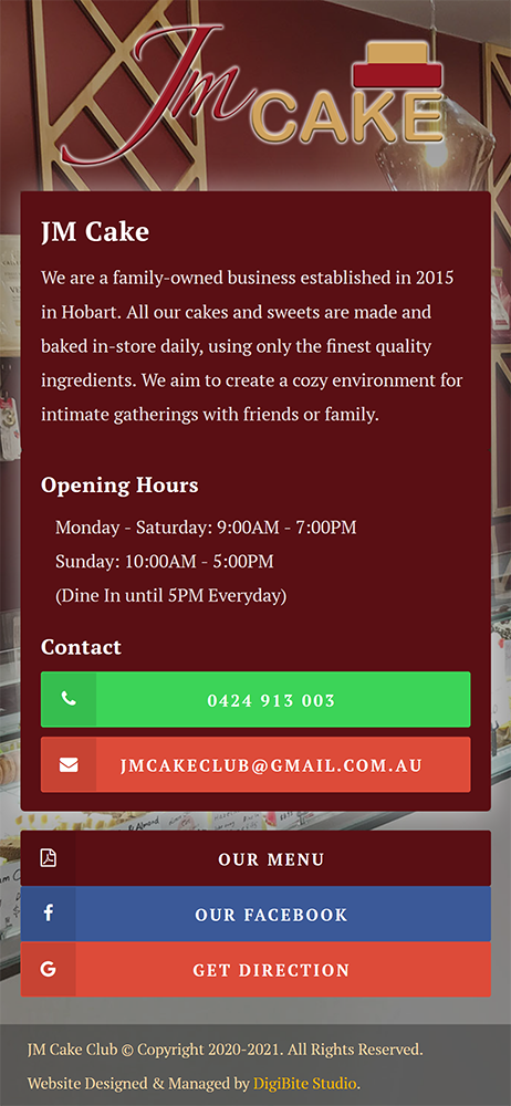 Jmcake mobile landing