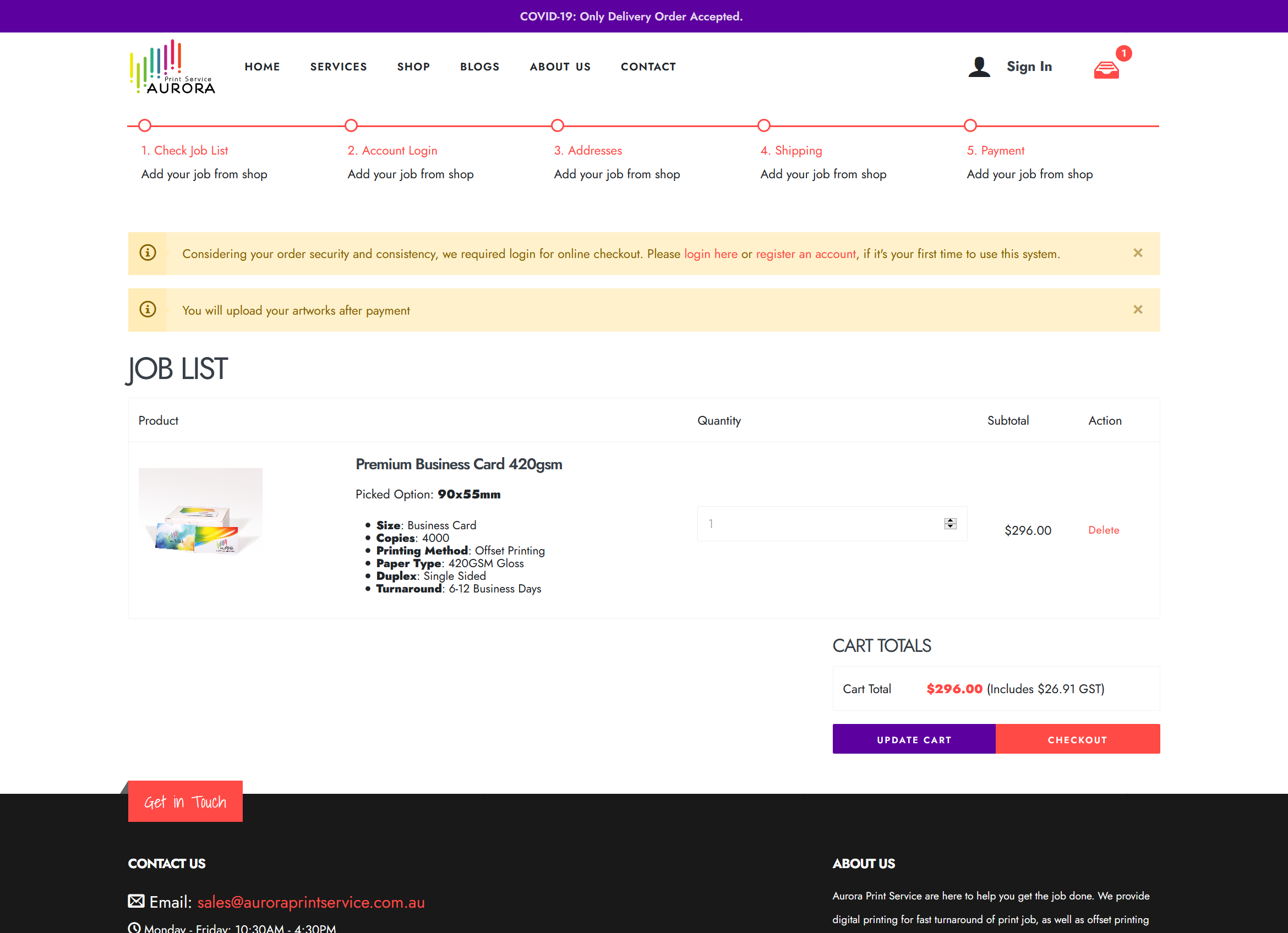 Aps commerce cart